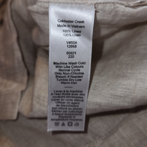 COLDWATER CREEK 100% LINEN WOMENS CAMP SHIRT, Sunwashed color, PXL - Picture 6 of 7